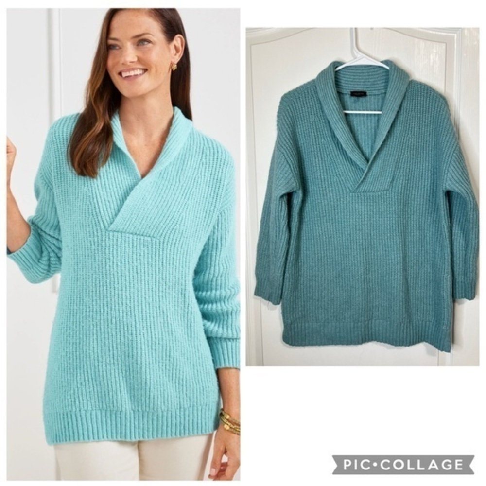 Talbots Shawl Collar Shaker Stitch Pullover sweater size S